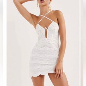 NWT For Love & Lemons White Mimi Mini Lace‎ Dress Size Medium